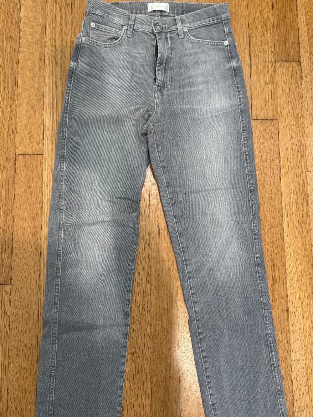 7 For All Mankind High Waist Cropped Straight Jeans | Gray Wash | Size 26
